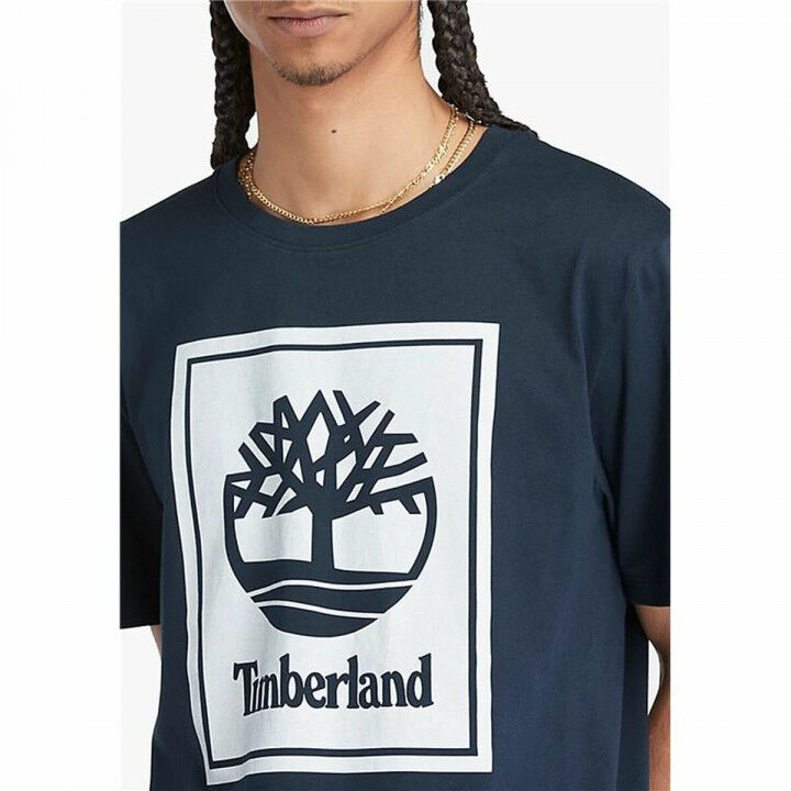 Heren-T-Shirt met Korte Mouwen Timberland Stack Logo Zwart
