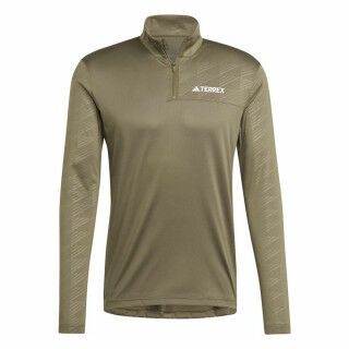Sweat sans capuche homme Adidas Mt Half Zi Ls Marron