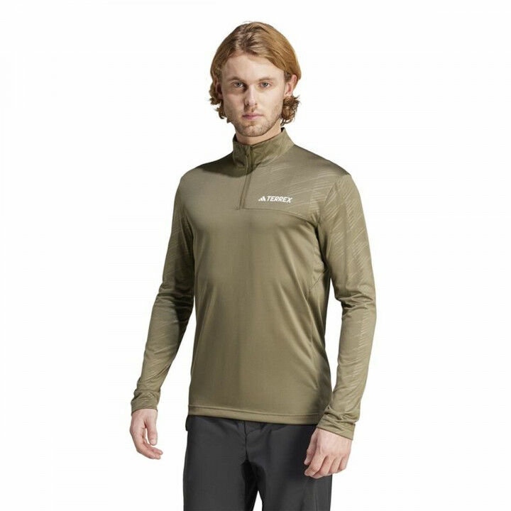 Herensweater zonder Capuchon Adidas Mt Half Zi Ls Bruin