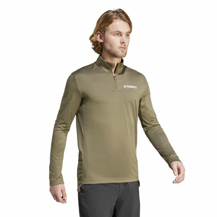 Herensweater zonder Capuchon Adidas Mt Half Zi Ls Bruin