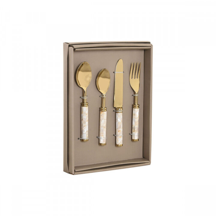 Cutlery Home ESPRIT White Golden Stainless steel Mother of pearl 4,5 X 2 X 21 CM 16 Pieces