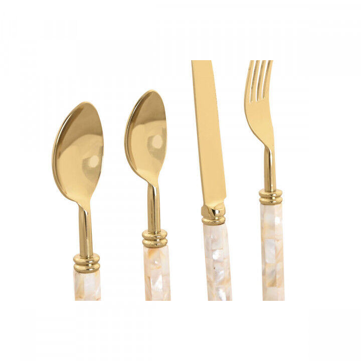 Besteck Home ESPRIT Weiß Gold Edelstahl Perlmutt 4,5 X 2 X 21 CM 16 Stücke