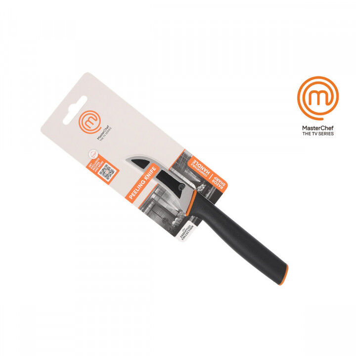 Cuchillo Pelador MasterChef Negro Plateado Acero Inoxidable 7,5 cm (12 Unidades)