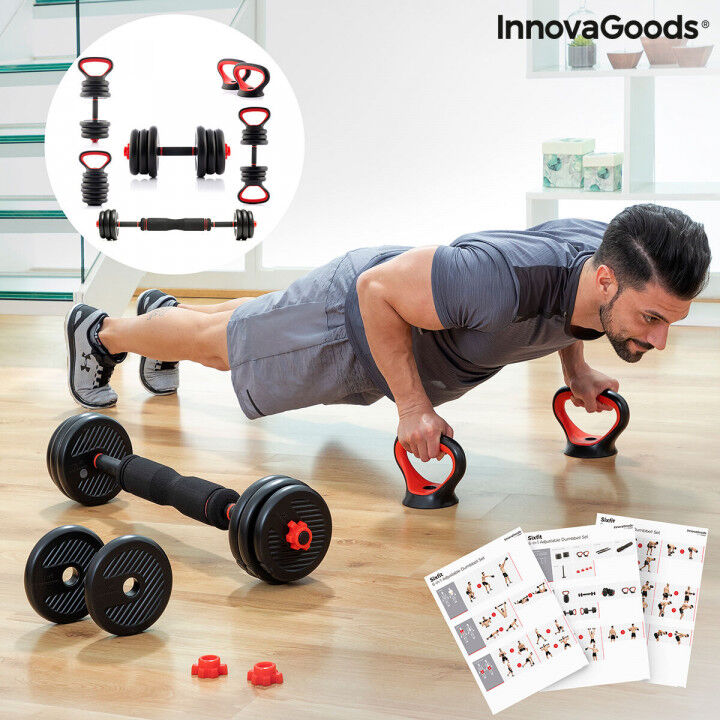 6-in-1 set van verstelbare gewichten met oefeningengids Sixfit InnovaGoods   Ijzer (Refurbished B)