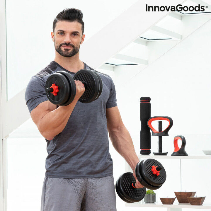 6 in 1 Verstellbarer Hantelsatz mit Trainingsanleitung Sixfit InnovaGoods   Eisen (Restauriert B)