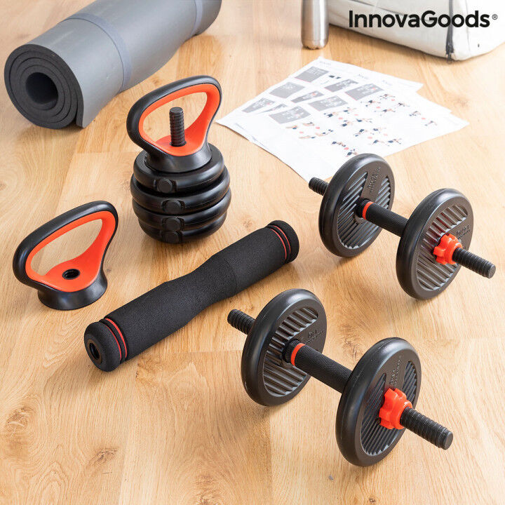 Ensemble de Poids Réglables 6 en 1 avec Guide d’Exercices Sixfit InnovaGoods   Fer (Reconditionné B)