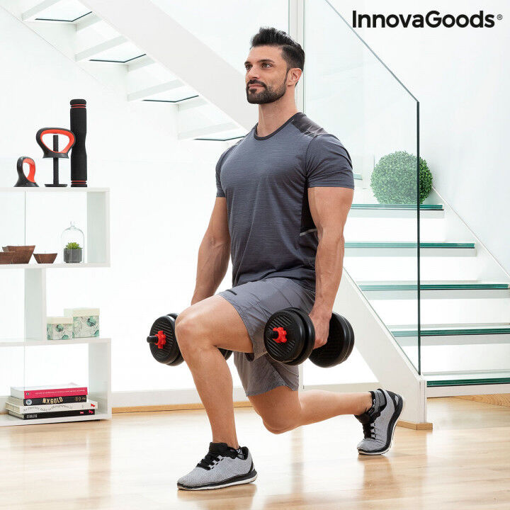 Ensemble de Poids Réglables 6 en 1 avec Guide d’Exercices Sixfit InnovaGoods   Fer (Reconditionné B)
