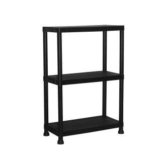 Marbueno - Rek 3 Planken - Kunststof Zwart - 61x31x91 cm - Tuin 10536