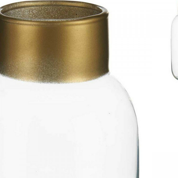 Vaso Gift Decor Trasparente Dorato Vetro Liscio 11,5 x 24 x 11,5 cm