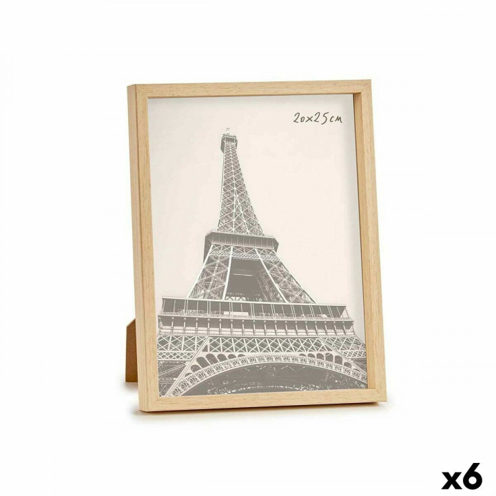 Photo frame Gift Decor Brown Natural Plastic (6 Units)