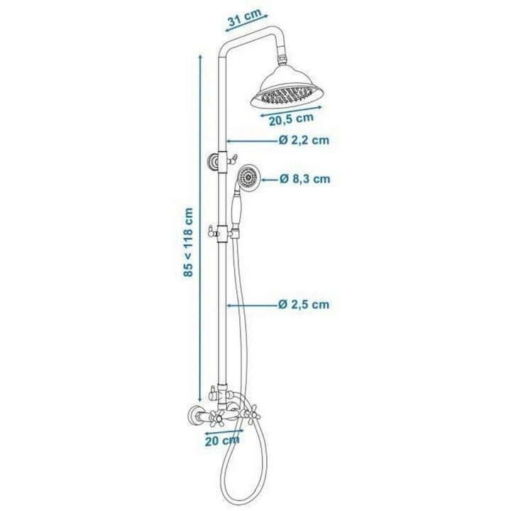 Columna de Ducha Rousseau Bronce Acero Inoxidable
