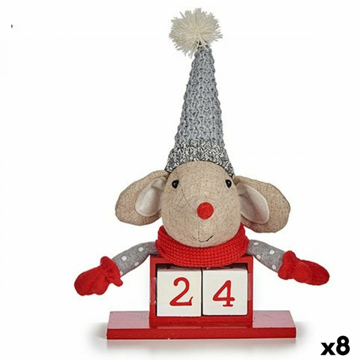 Decorazione Natalizia Krist+ Bianco Rosso Grigio Crema Mouse 20 x 11 x 20 cm Calendario (8 Unità)