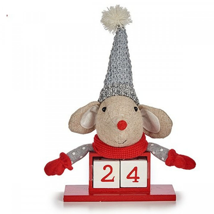 Kerstversiering Krist+ Wit Rood Grijs Crème Muis 20 x 11 x 20 cm Kalender (8 Stuks)