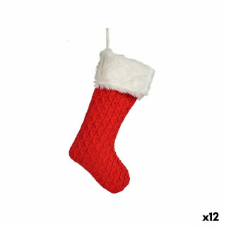 Décorations de Noël Krist+ Rouge Tissu Chaussette de Noël 28 x 4 x 46 cm (12 Unités)