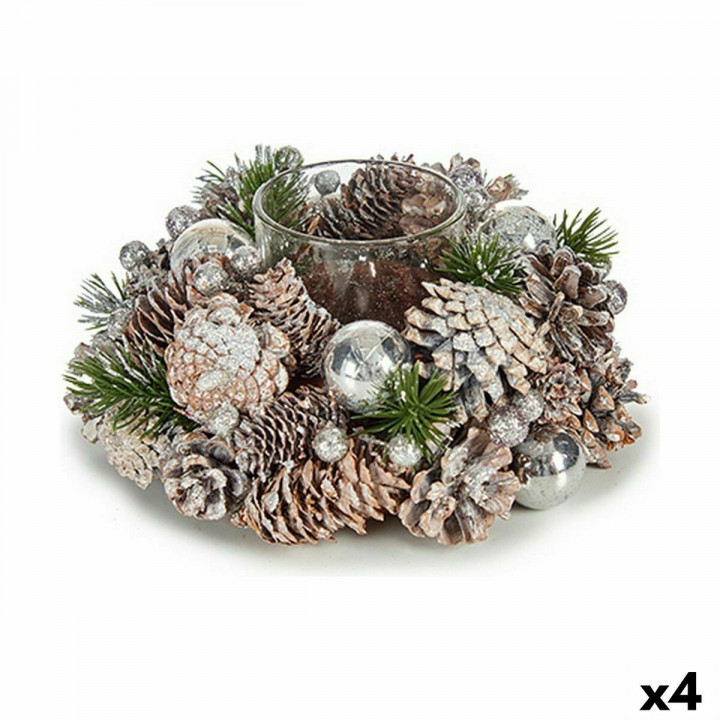 Bougeoirs de Noël Krist+ Blanc Transparent Argenté 19 x 9 x 19 cm (4 Unités)