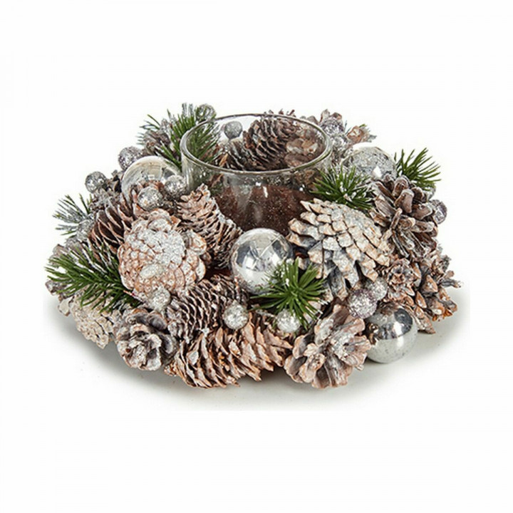 Kerstkaarshouder Krist+ Wit Transparant Zilverkleurig 19 x 9 x 19 cm (4 Stuks)