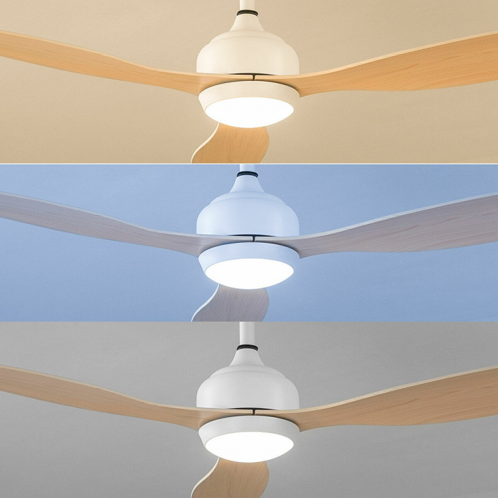 LED Ceiling Fan with 3 ABS Blades Wuled InnovaGoods Wood 36 W 52" Ø132 cm