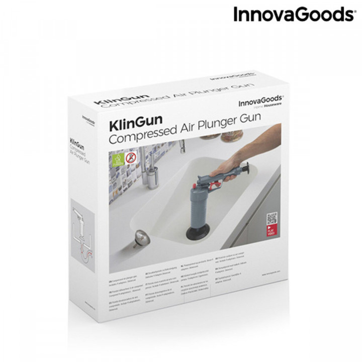 Universal Compressed Air Unblocking Gun with Adaptors KlinGun InnovaGoods Grey Plastic (Refurbished B)