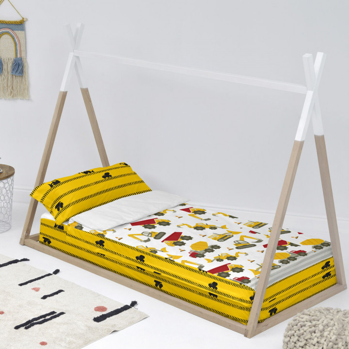 Gewatteerd beddengoed met ritssluiting HappyFriday Mr Fox Machinery Multicolour 42 x 20 x 50 cm