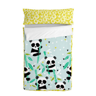 Bettbezug mit Füllung HappyFriday Moshi Moshi Panda Garden Blue Blau 42 x 20 x 50 cm