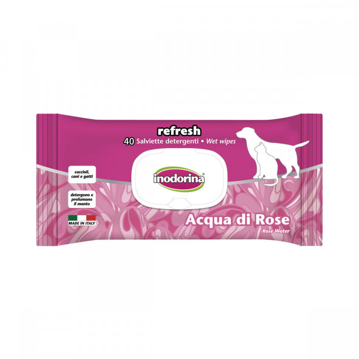 Lingettes humides pour animaux domestiques Inodorina REFRESH Roses