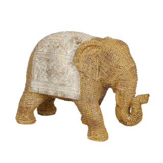 Decoratieve figuren Romimex Beige Natuurlijk Olifant Rotan