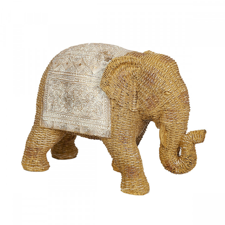 Decoratieve figuren Romimex Beige Natuurlijk Olifant Rotan
