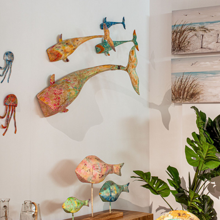 Decoratieve figuren Alexandra House Living Geel Walvis Ijzer