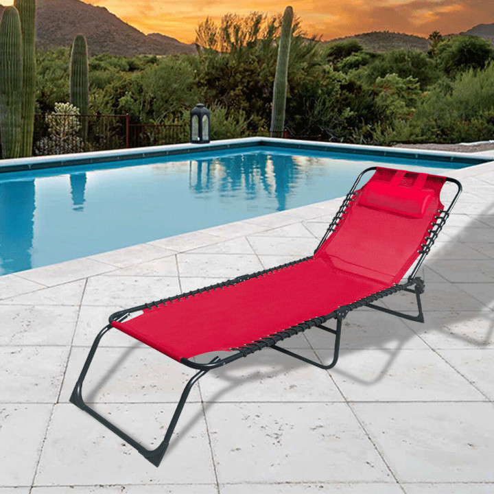 Marbueno Tumbona Plegable Acero Con Cojin Jardin y Piscina 190X58X27 cm Roja 10000