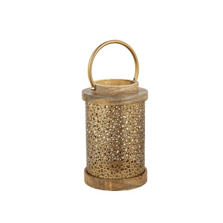 Lantern Romimex Brown Golden Wood Metal