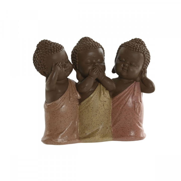 Figura Decorativa Home ESPRIT Naranja Coral Lima Buda Oriental 15,5 x 6 x 13 cm