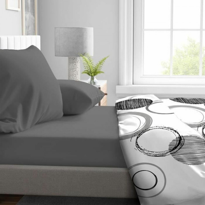 Lenzuolo con angoli aderenti HOME LINGE PASSION HP71766 Grigio Antracite 140 x 190 + 30 cm