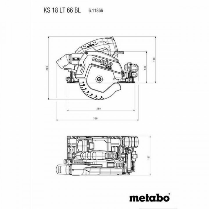 Sierra circular Metabo KS 18 LTX 66 BL 18 V 165 mm