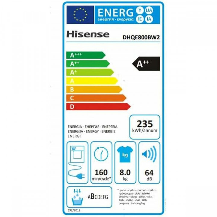 Asciugatrice a condensazione Hisense DHQE800BW2