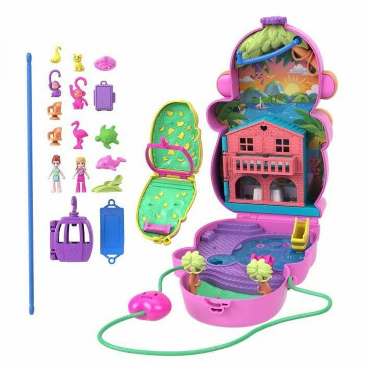 Babypop met Accessoires Polly Pocket Mommy Monkey and Baby