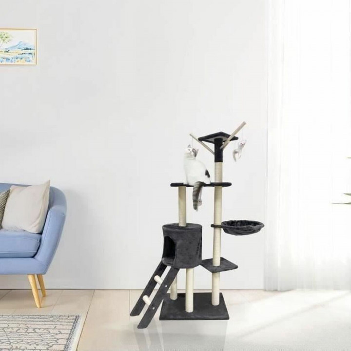 Tiragraffi per Gatti Jipsy Dark Grigio Stoffa Legno (1 Unità)