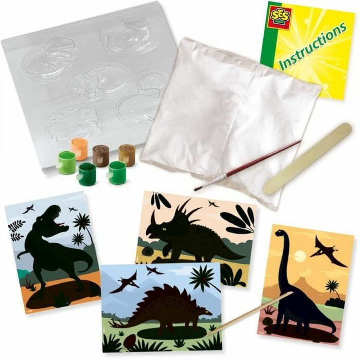 Set de Dibujo SES Creative 2 in 1 Dinosaurs