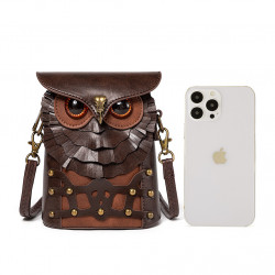 Medieval Colored Studded PU Leather Womens Shoulder Bag Medieval Steampunk Owl MINI Satchel
