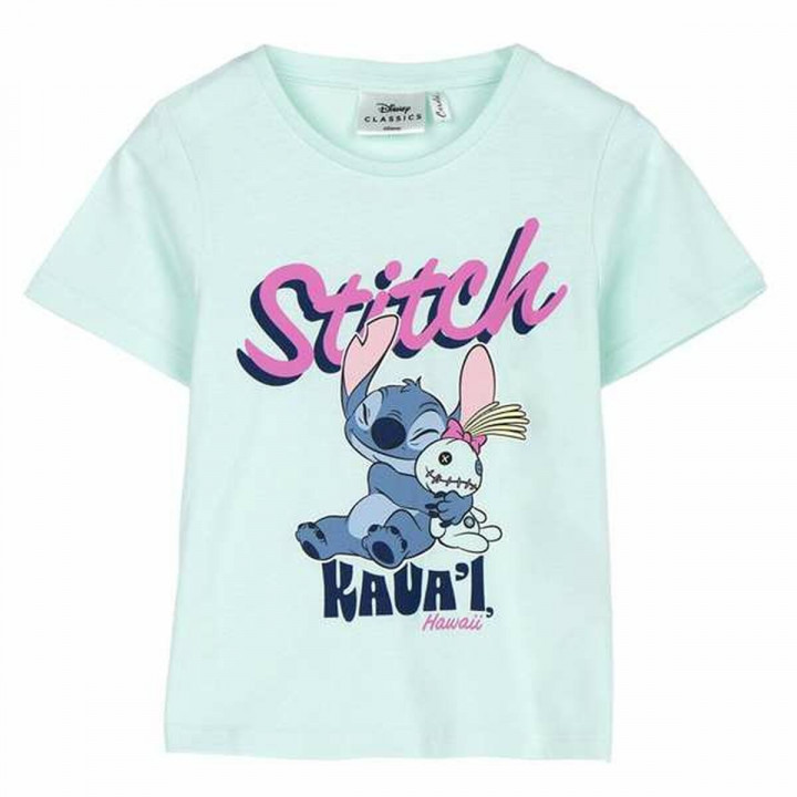 Kurzarm-T-Shirt für Kinder Stitch grün türkis