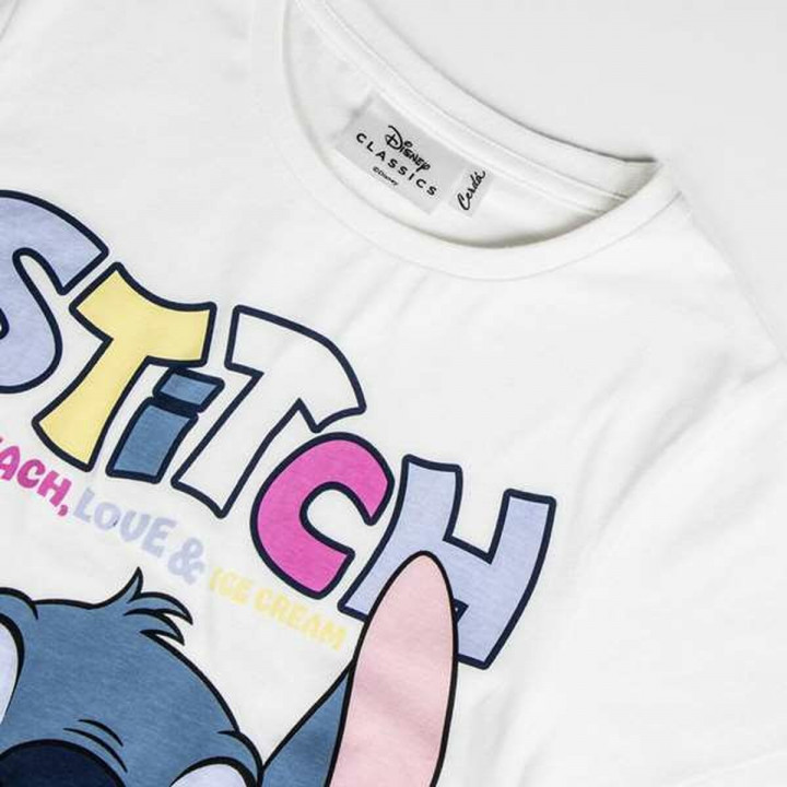 Camiseta de Manga Corta Infantil Stitch Blanco