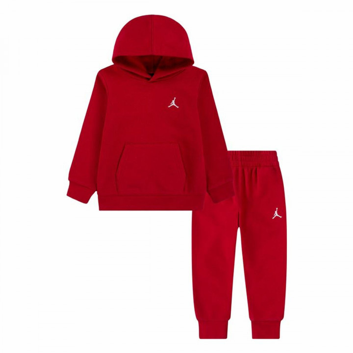 Completo Sportivo per Neonati Jordan MJ Brklyn Fleecec Pullover Set Rosso 2 Pezzi