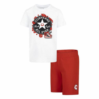 Sportoutfit voor kinderen Converse Squiggle S/Se+Ft Wit Rood 2 Onderdelen