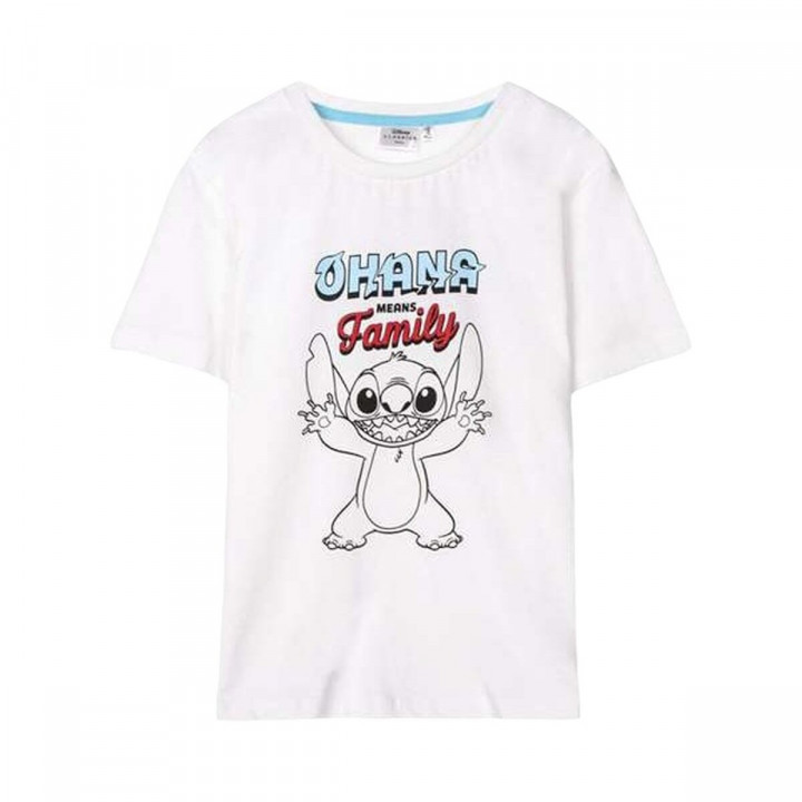 Maglia a Maniche Corte per Bambini Stitch Bianco