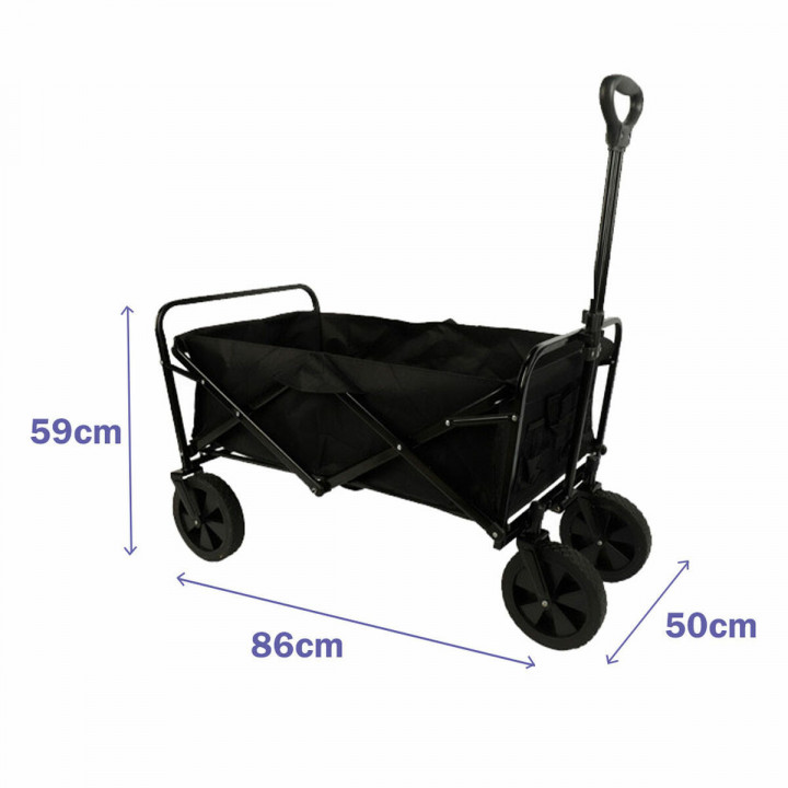 Marbueno Faltbarer Multiuswagen Stahl 150 KG Schwarz Garten, Strand, Camping 86X50X59 cm