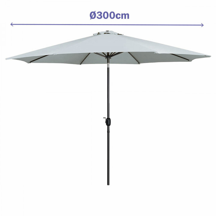 Marbueno Parasol Acero 8 Varillas D300 cm Poliester Blanco Jardin Piscina 10487