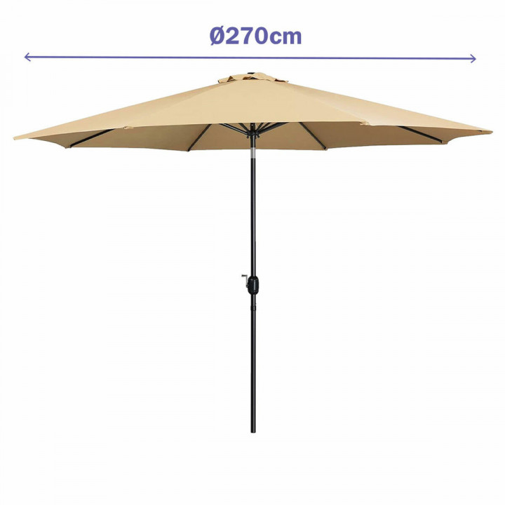Marbueno Parasol Staal 8 Spaken D270 cm Polyester Bruin Tuin, Zwembad, Terras