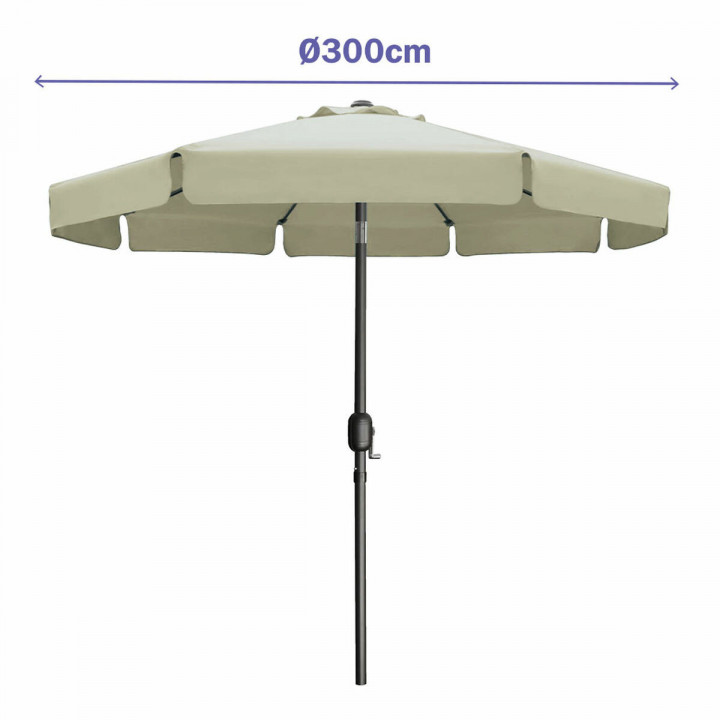 Marbueno Parasol Staal 8 Spaken D300 cm Polyester Beige Tuin, Zwembad, Terras