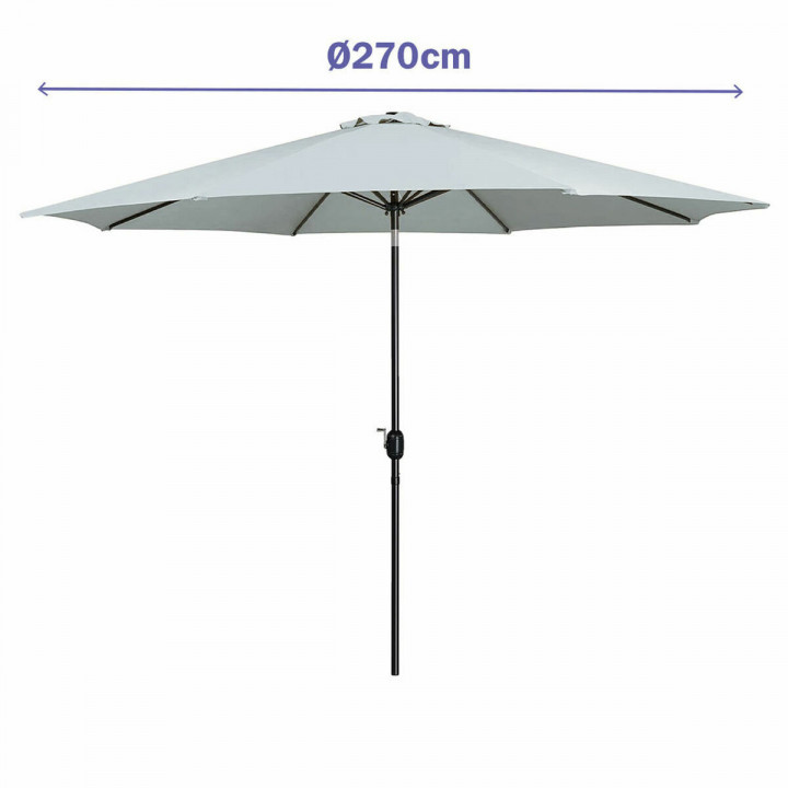 Marbueno Ombrellone Acciaio 8 Stecche D270 cm Poliestere Bianco Giardino Piscina 10484