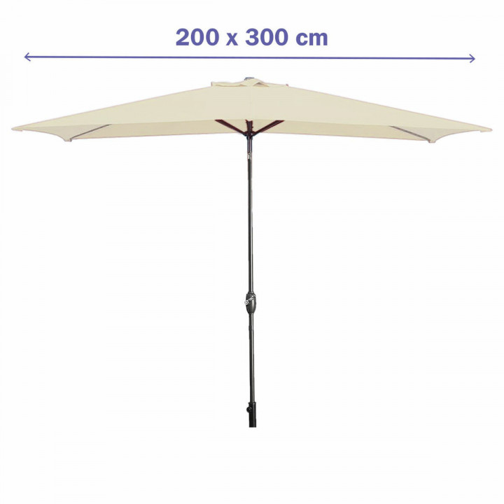 Marbueno Parasol Staal 8 Spaken 200x300 cm Polyester Beige Tuin, Zwembad, Terras