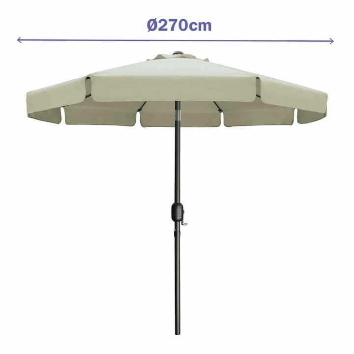 Marbueno Parasol Acero 8 Varillas D270 cm Poliéster Beige Jardín, Piscina 10488